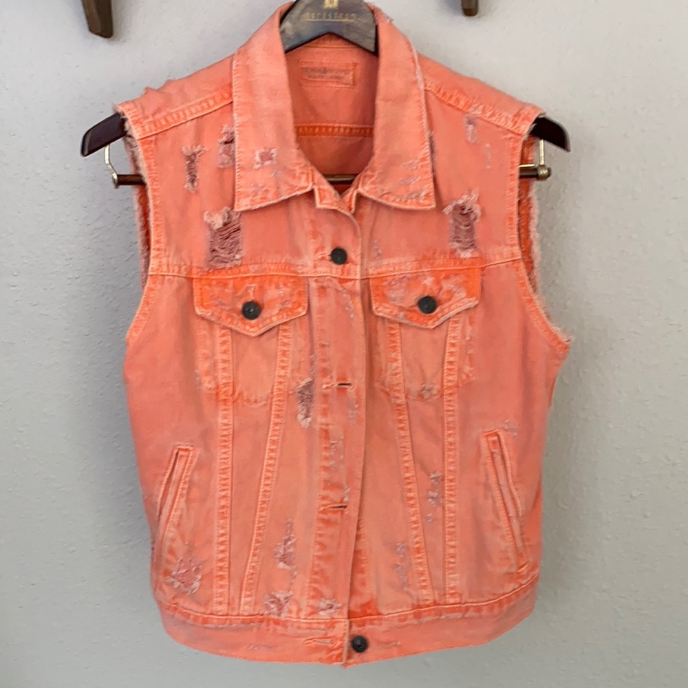 Women’s orange cut-off jean jacket